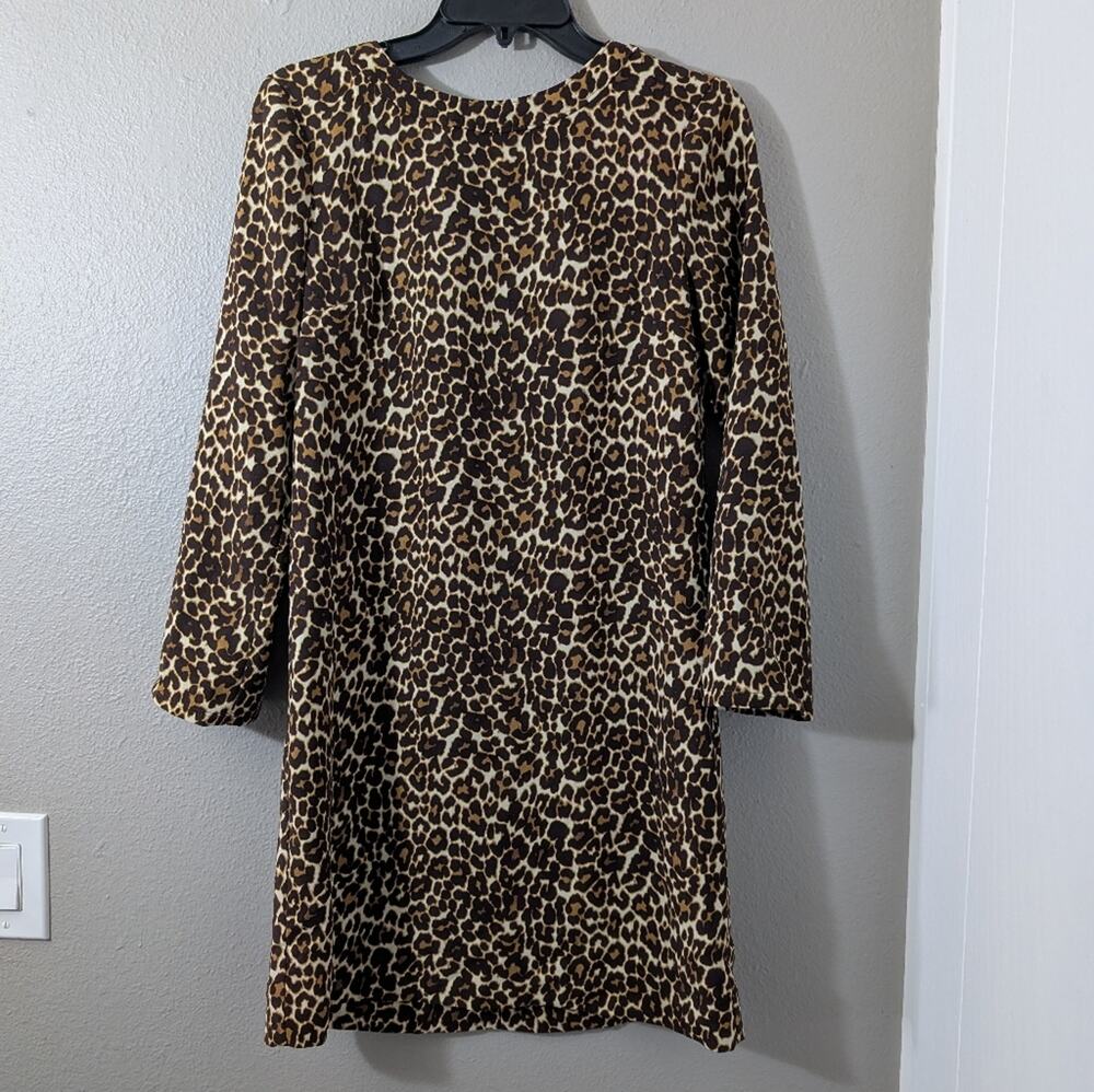 JCrew Leopard Print Long Sleeve Dress